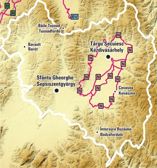 Kovászna megyei kerékpárutak